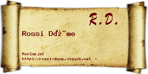 Rossi Döme névjegykártya